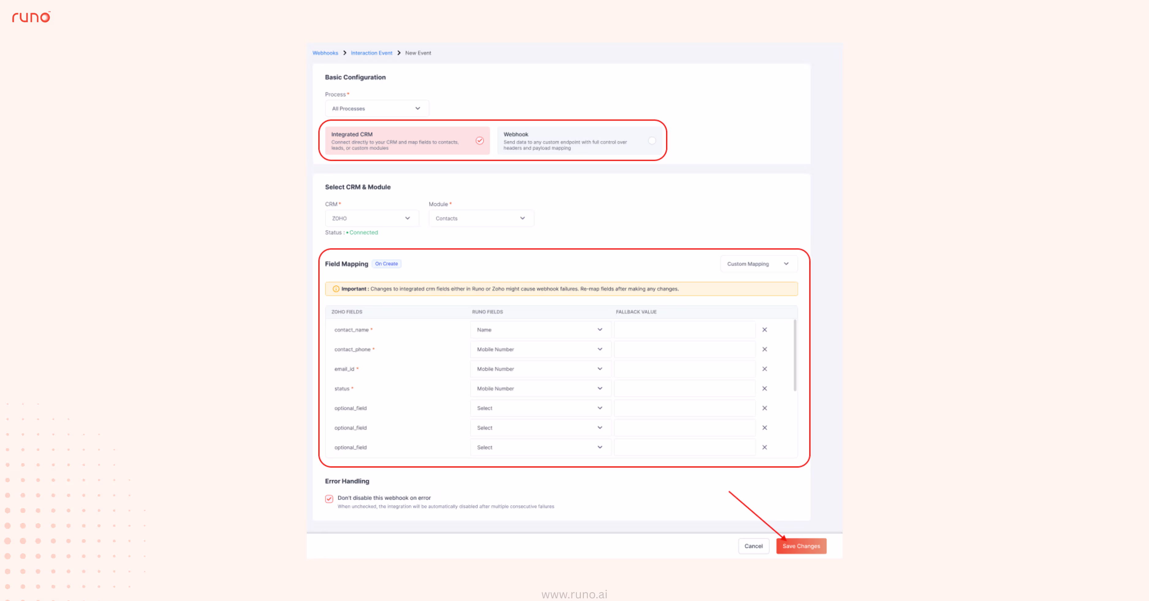 Interaction Event Configuration