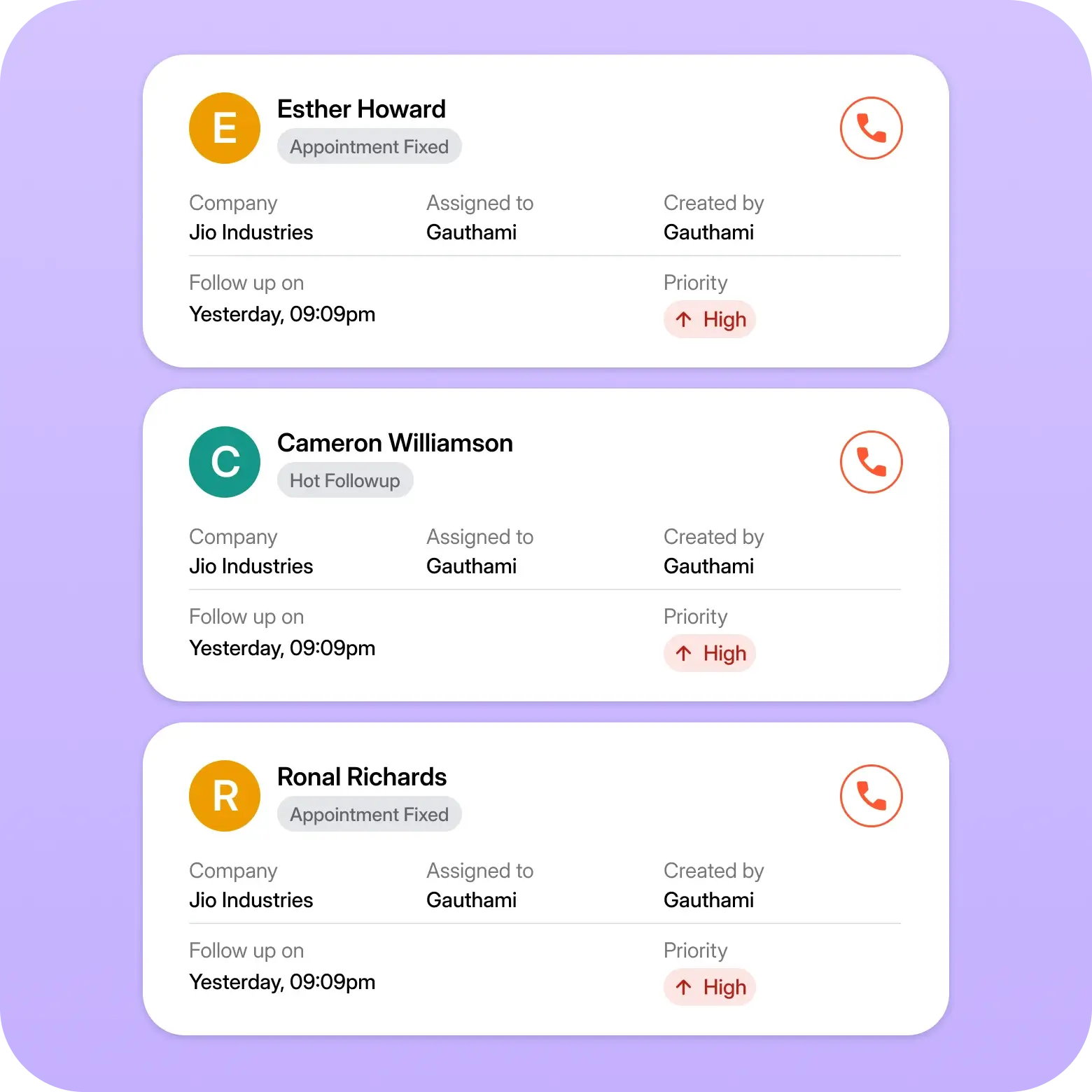 Automated follow-up reminders for leads