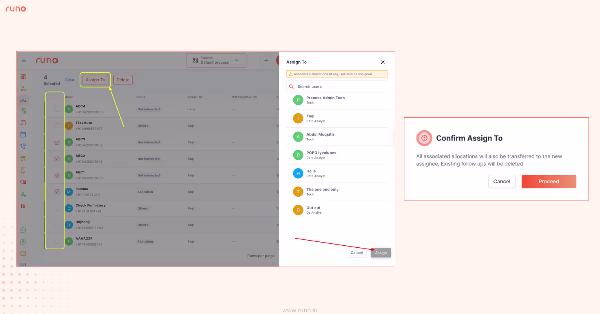 Bulk assigning customers using Assign To option in Customers page