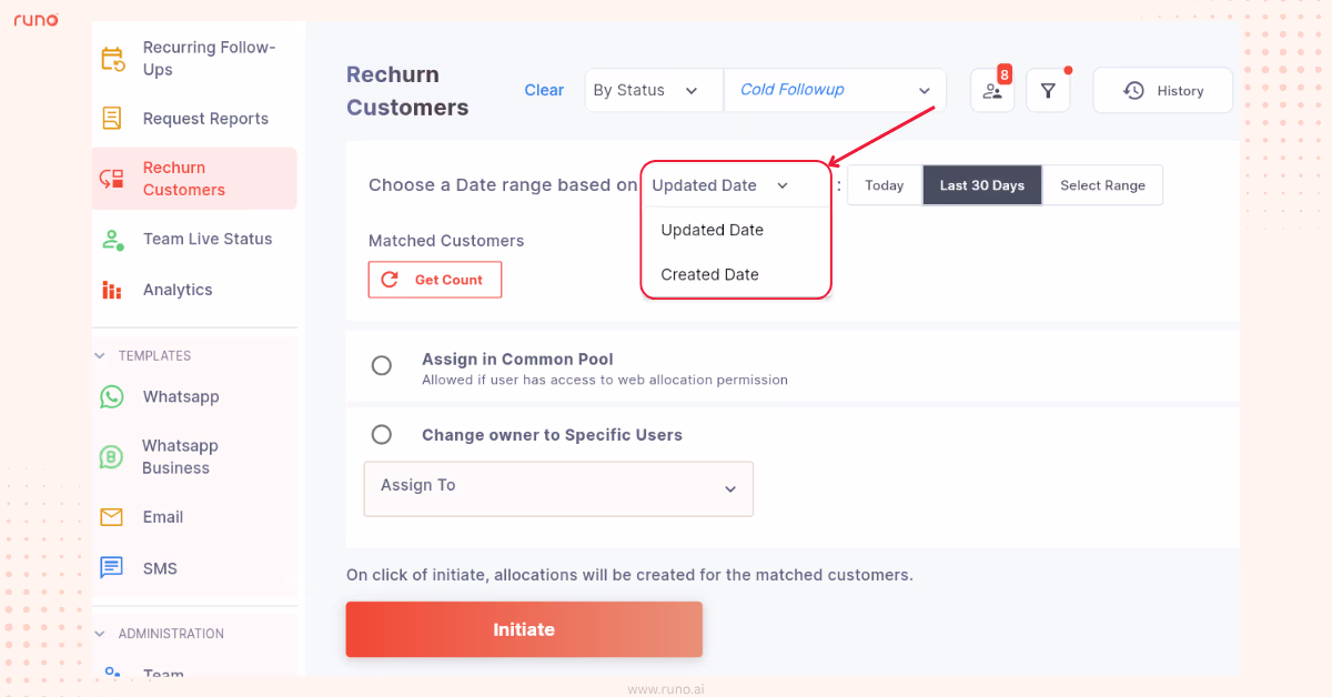 Rechurn logic selection with Created Date and Updated Date options